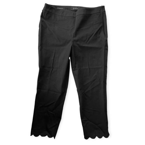 TALBOTS Chatham Crop Trouser Scalloped Ankle Black Capri Pants Size 8 - Picture 2 of 6